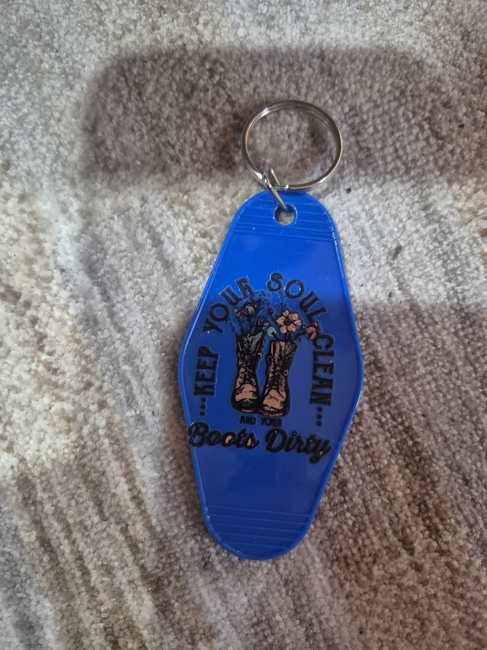 Blue Keychain Phone Accessory - 'Keep Your Soul Clean'